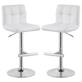 Lenny Upholstered Adjustable Bar Stool Black / White (Set of 2)